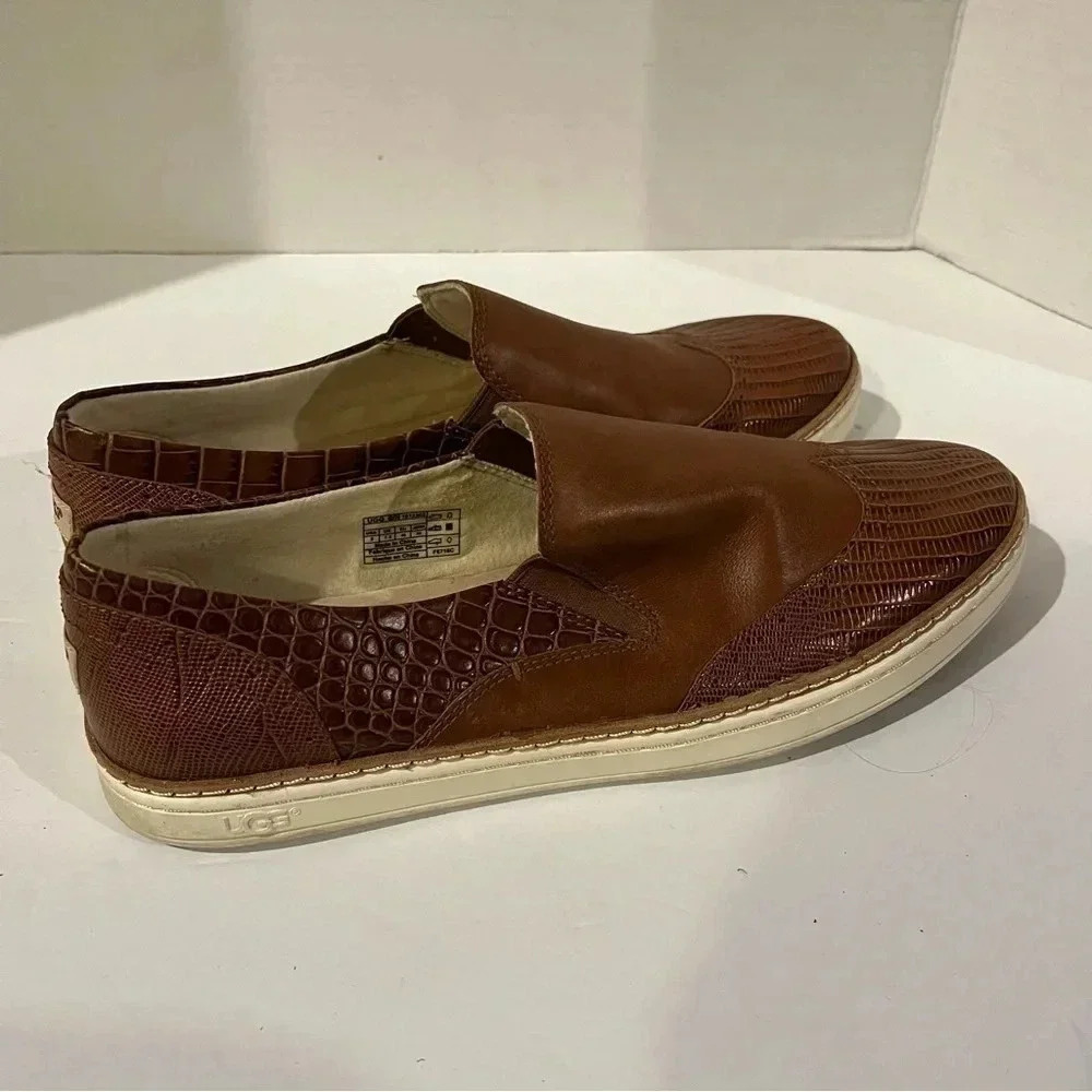 Ugg Australia Hadria Croco Lonely Hearts Slip Wingtip Loafer Brown Womens Size 9 - Picture 4 of 7